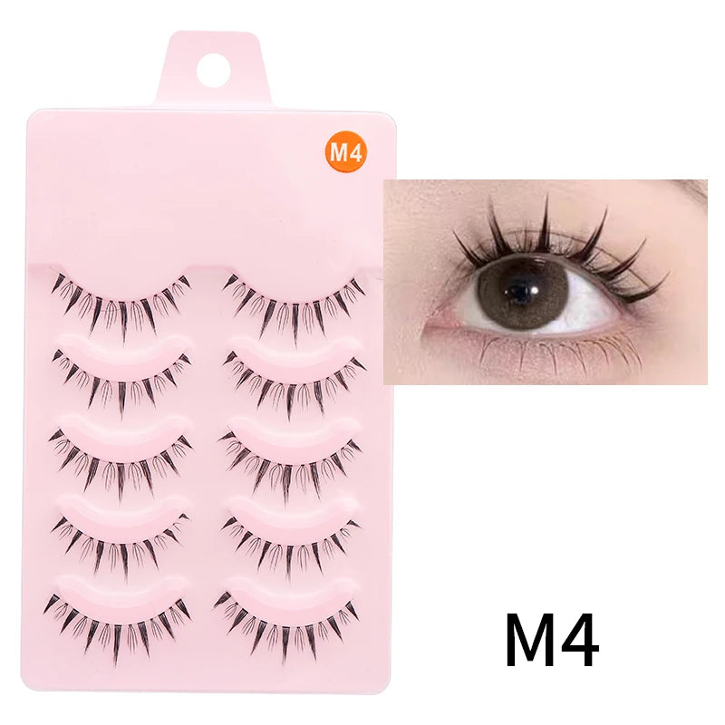 Wispy Manga Style Eyelashes Soft Natural Thick False Daily Eye Lashes Dating Makeup Eye Accessories 5 Pairs - 10pcs
