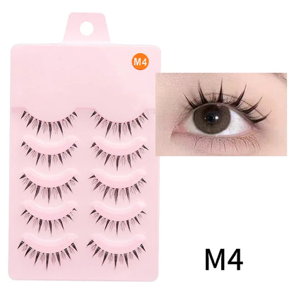 Wispy Manga Style Eyelashes Soft Natural Thick False Daily Eye Lashes Dating Makeup Eye Accessories 5 Pairs - 10pcs