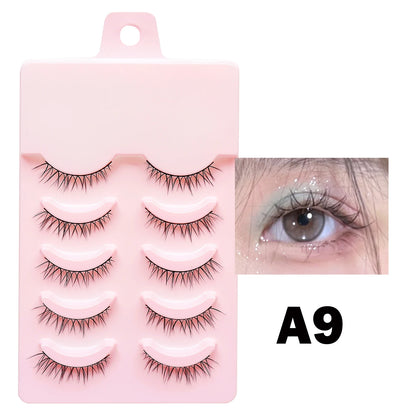 Wispy Manga Style Eyelashes Soft Natural Thick False Daily Eye Lashes Dating Makeup Eye Accessories 5 Pairs - 10pcs