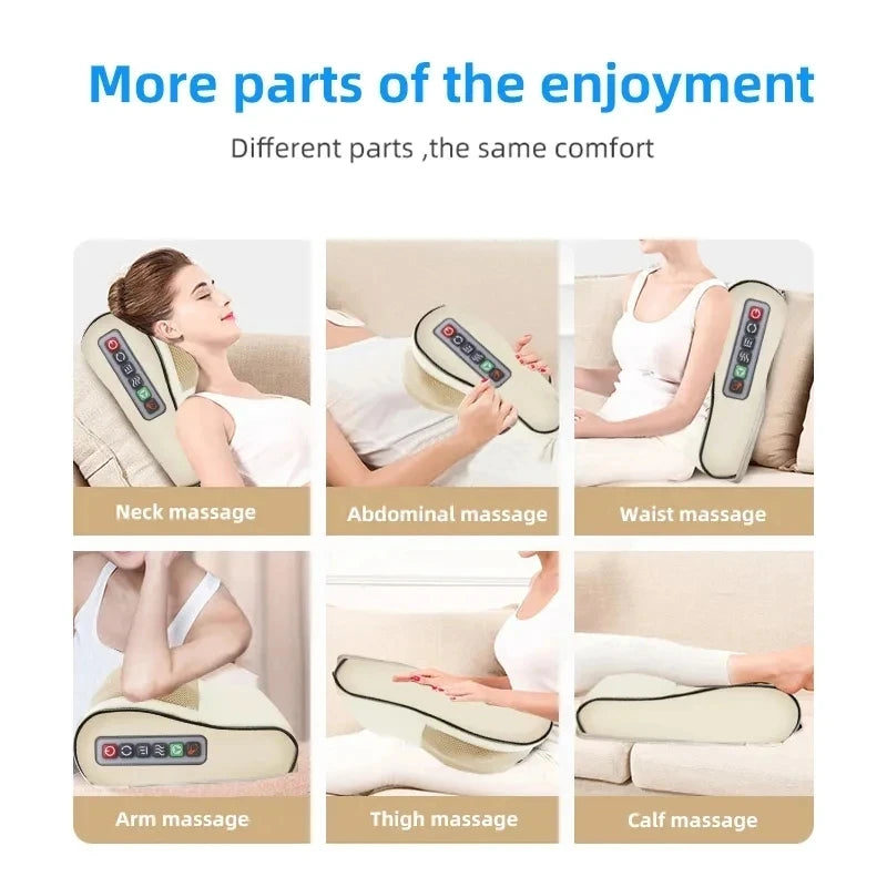 Infrared Heating Electric Back Neck Shoulder Massager Pillow Deep Tissue Kneading For Waist Legs Shoulders and Neck