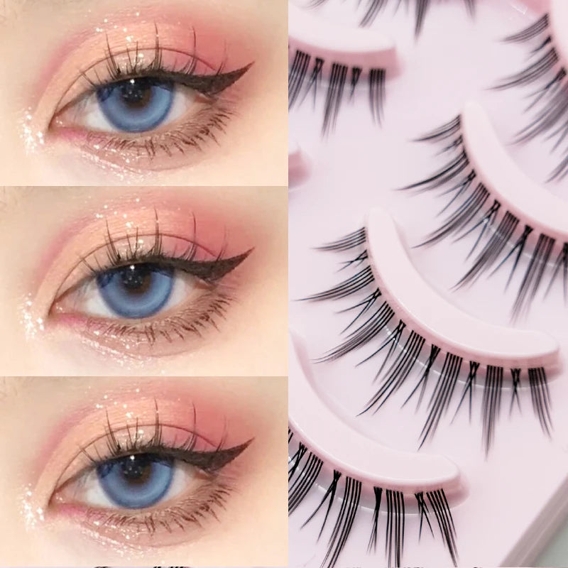 Wispy Manga Style Eyelashes Soft Natural Thick False Daily Eye Lashes Dating Makeup Eye Accessories 5 Pairs - 10pcs
