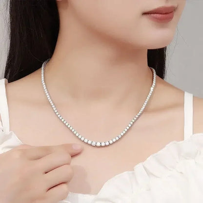 Modern Crystal 925 Sterling Silver Tennis Chain Necklaces for Men and Women Fashion Fancy Jewelry Accessories