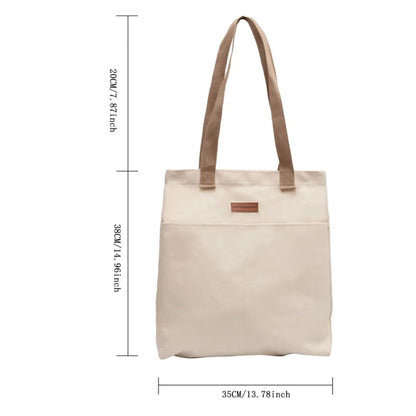 Stylish Convenient Practical Women's Tote Shoulder Handbag Canvas Sewing Thread Large Capacity Bags