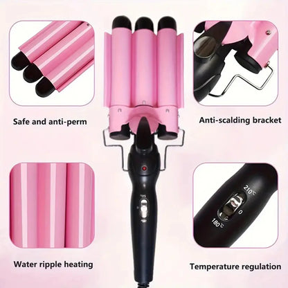 Temperature Control Professional Triple Barrel Ceramic Hair Curling Iron Styling Wavy Hair Style Tool Hair Care Accessory