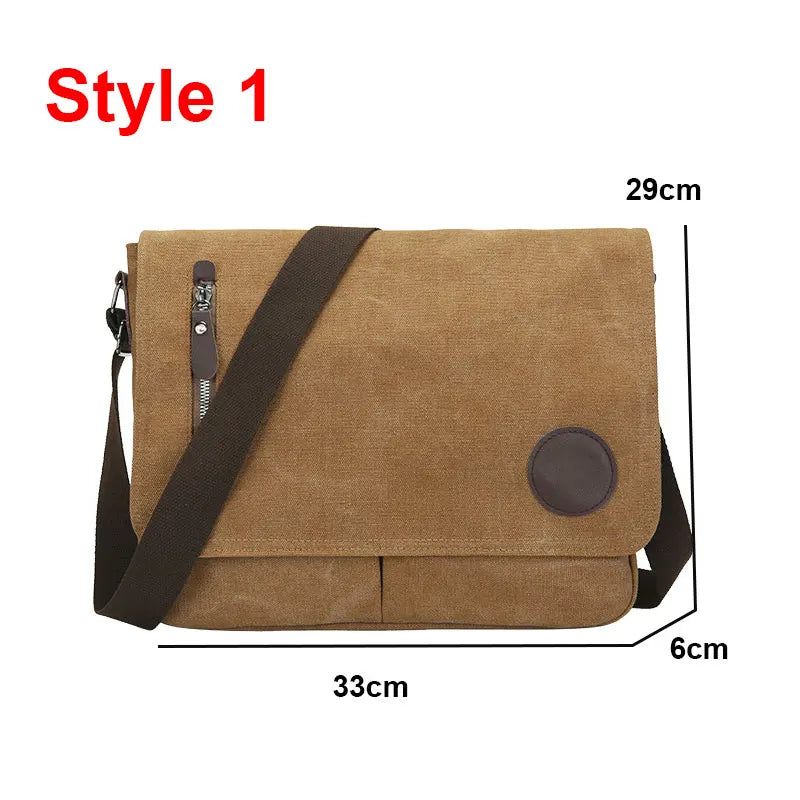 Multifunction Casual Canvas Shoulder Messenger Handbags Zipper Crossbody Single Strap Travel Flap Bag