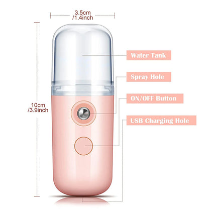 Mini Portable Facial Steamer Face Skin Care Nano Mist Sprayer Vaporizer USB Rechargeable Beauty Water Spa Nebulizer Humidifier