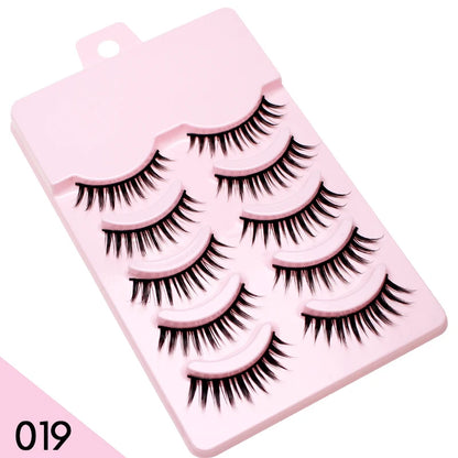 Wispy Manga Style Eyelashes Soft Natural Thick False Daily Eye Lashes Dating Makeup Eye Accessories 5 Pairs - 10pcs
