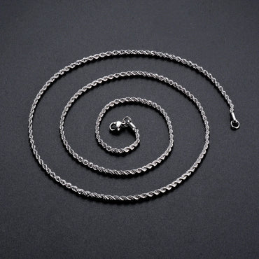 High Quality 925 Sterling Silver Rope Chain Necklace for Men Women Fashion Chain Necklace 2mm/3mm/4mm Width