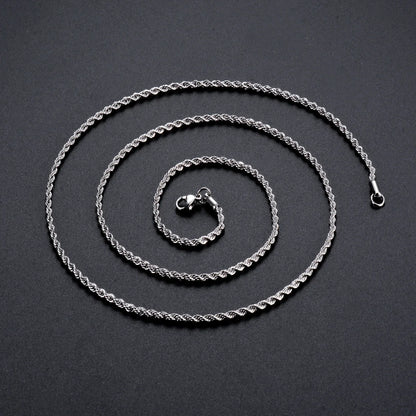 High Quality 925 Sterling Silver Rope Chain Necklace for Men Women Fashion Chain Necklace 2mm/3mm/4mm Width