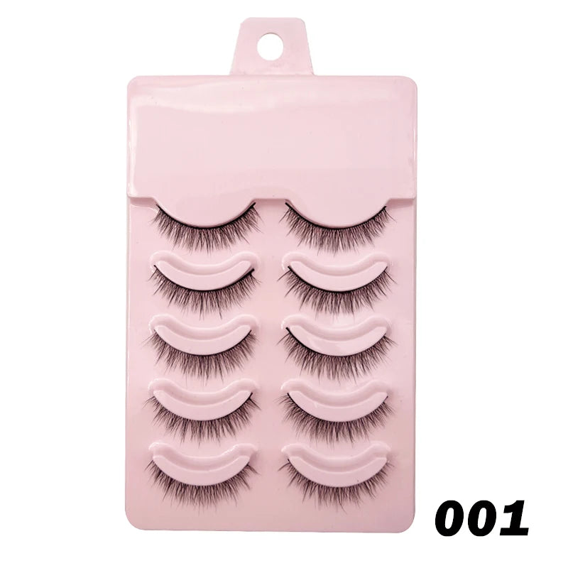 Wispy Manga Style Eyelashes Soft Natural Thick False Daily Eye Lashes Dating Makeup Eye Accessories 5 Pairs - 10pcs