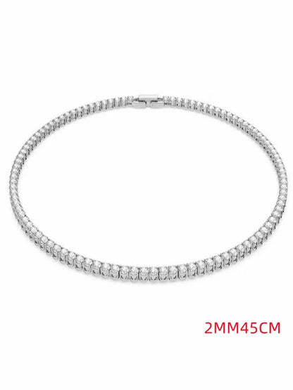 Modern Crystal 925 Sterling Silver Tennis Chain Necklaces for Men and Women Fashion Fancy Jewelry Accessories