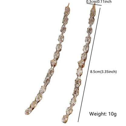 Long Tassel Dangle Crystal Earrings for Women Girls Gold Silver Color Elegant Zircon Jewelry