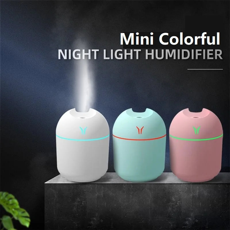 Ultrasonic USB Mini Air Humidifier Aroma Essential Oil Diffuser for Home Car 250ML Mist Maker Diffuser with LED Color Lamp