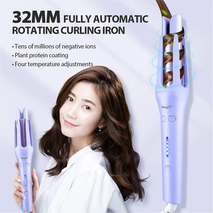 Automatic 32mm Professional Auto Rotating Ceramic Hair Curler Roller Curling Iron Wand Hair Waver