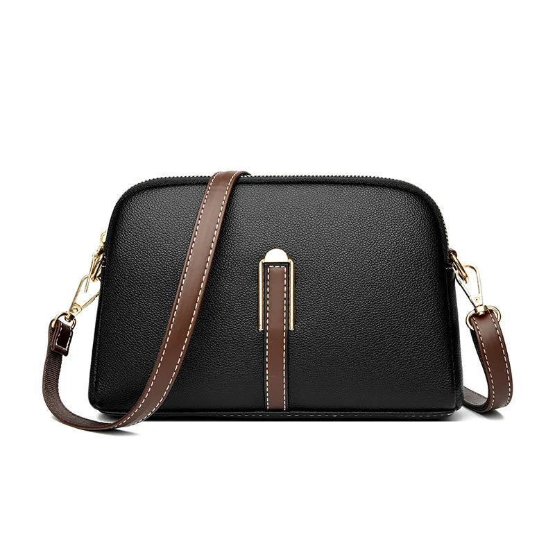 Exquisite Genuine Leather Square Shoulder Handbag Purse for Women Luxury Cowhide Women's Messenger Crossbody Flap Bag