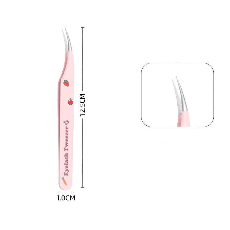 Stainless Steel Anti-Static False Eyelash Tweezers Pincet Curved Strip 3D Lashes Extension Tweezer Makeup Tools Eye Accessories