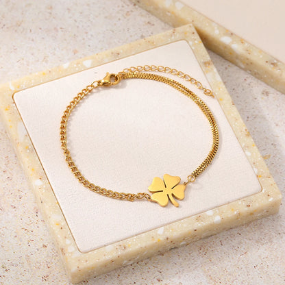 Lucky Four Leaf Clover Stainless Steel Bracelets for Women Non-Fading High-Quality Everyday Wear Gold Silver Color Jewelry