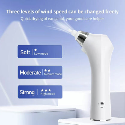 Intelligent Constant Temperature Ear Dryer 3 Speed Blower Levels for Ear Canal Drying and Care with 3 Types of Ear Tips