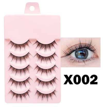 Wispy Manga Style Eyelashes Soft Natural Thick False Daily Eye Lashes Dating Makeup Eye Accessories 5 Pairs - 10pcs