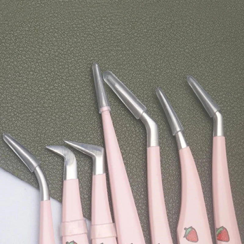 Stainless Steel Anti-Static False Eyelash Tweezers Pincet Curved Strip 3D Lashes Extension Tweezer Makeup Tools Eye Accessories