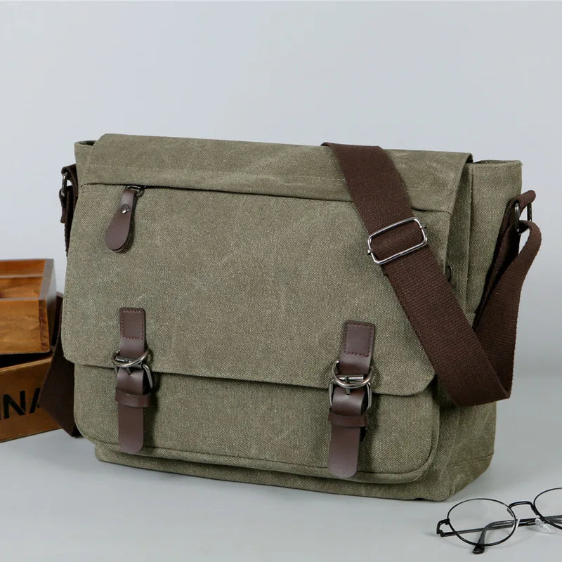 Multifunction Casual Canvas Shoulder Messenger Handbags Zipper Crossbody Single Strap Travel Flap Bag