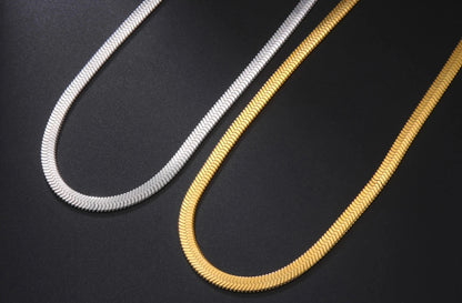 Herringbone Snake Chain Stainless Steel Necklaces for Women Men 2mm/3mm/4mm/5mm Wide Gold Silver Color Flat Style Jewelry