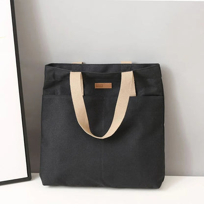 Stylish Convenient Practical Women's Tote Shoulder Handbag Canvas Sewing Thread Large Capacity Bags