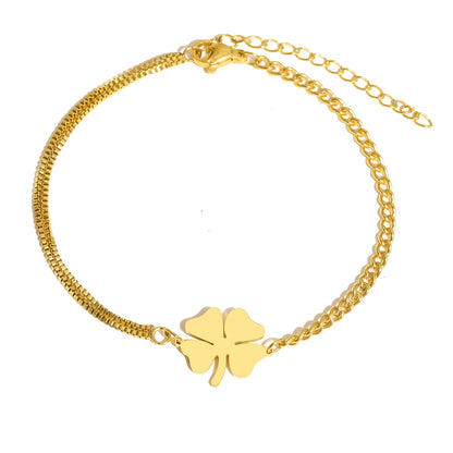Lucky Four Leaf Clover Stainless Steel Bracelets for Women Non-Fading High-Quality Everyday Wear Gold Silver Color Jewelry