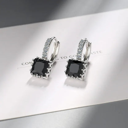 Luxury Princess Square Crystal Drop Earrings for Women Trendy Jewelry Accessories