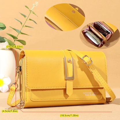 Stylish Compact Leather Crossbody Shoulder Bag for Women Cellphone Card Holder Wallet Purse Handbag