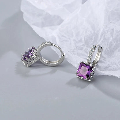 Luxury Princess Square Crystal Drop Earrings for Women Trendy Jewelry Accessories