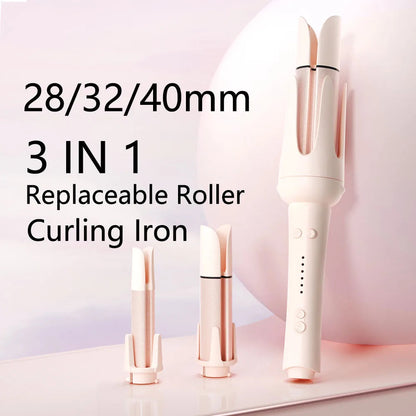 3 in 1 Automatic Rotating Ceramic Hair Curling Iron Professional Hair Roller Stick 28mm 32mm 40mm Curling Wand Hair Waver