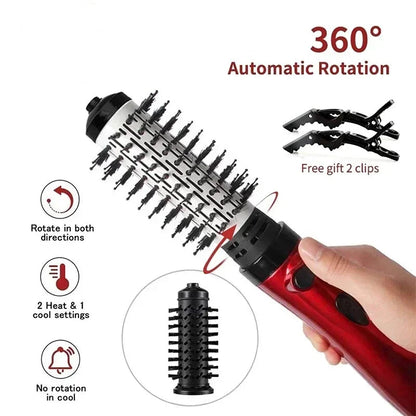 Multifunctional Negative Ion Hot Air Hair Straightener Curling Iron 360 ° Rotating Hair Dryer Brush