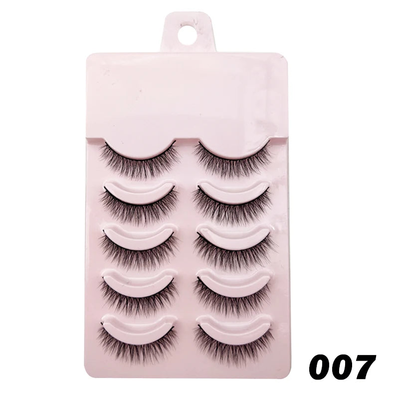 Wispy Manga Style Eyelashes Soft Natural Thick False Daily Eye Lashes Dating Makeup Eye Accessories 5 Pairs - 10pcs