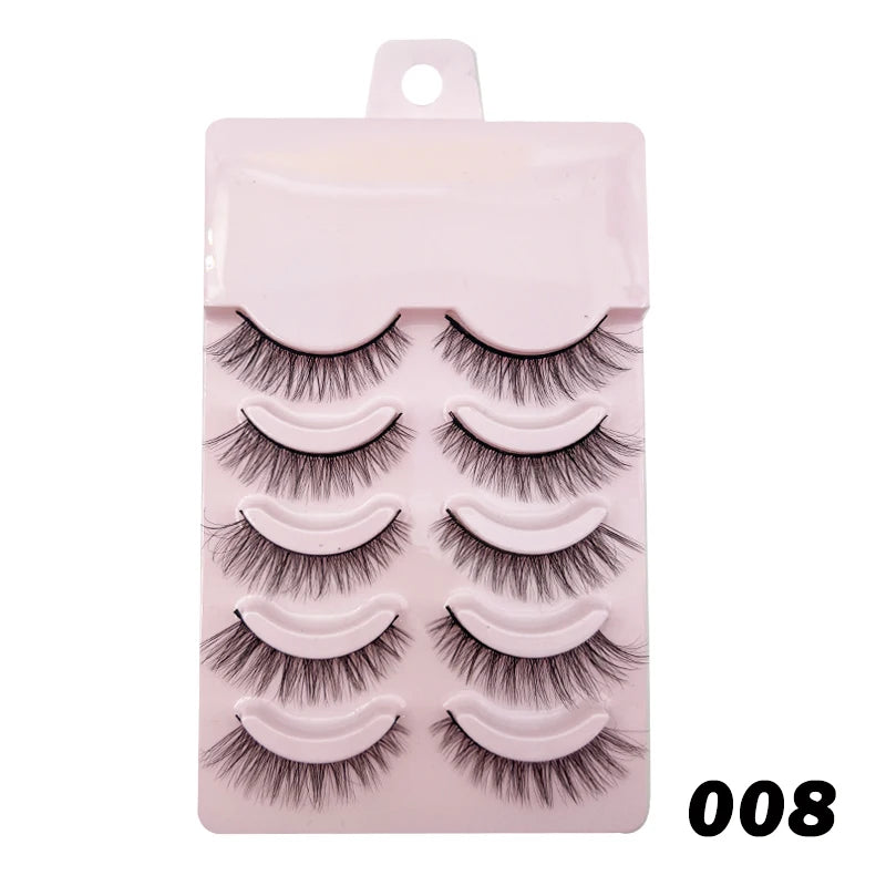Wispy Manga Style Eyelashes Soft Natural Thick False Daily Eye Lashes Dating Makeup Eye Accessories 5 Pairs - 10pcs