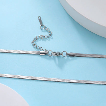 Herringbone Snake Chain Stainless Steel Necklaces for Women Men 2mm/3mm/4mm/5mm Wide Gold Silver Color Flat Style Jewelry