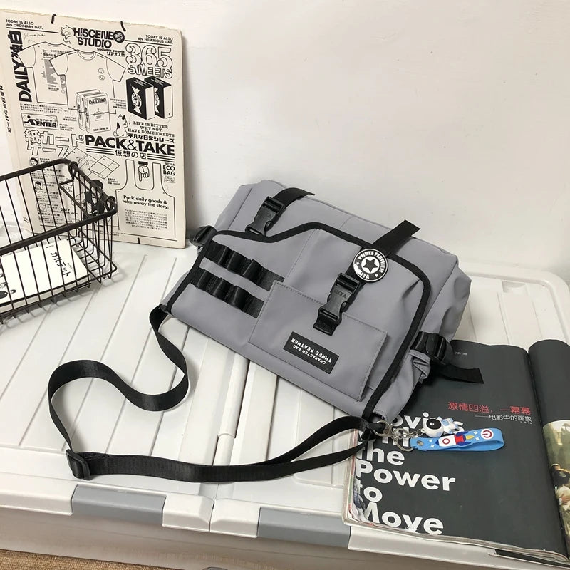 Unisex Nylon Fabric Multi Pockets Large Capacity Shoulder Messenger Bags Shopper Tote School Work Satchels Handbags