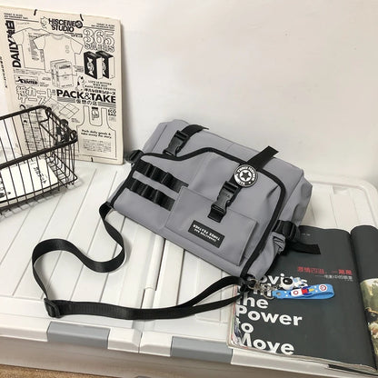 Unisex Nylon Fabric Multi Pockets Large Capacity Shoulder Messenger Bags Shopper Tote School Work Satchels Handbags