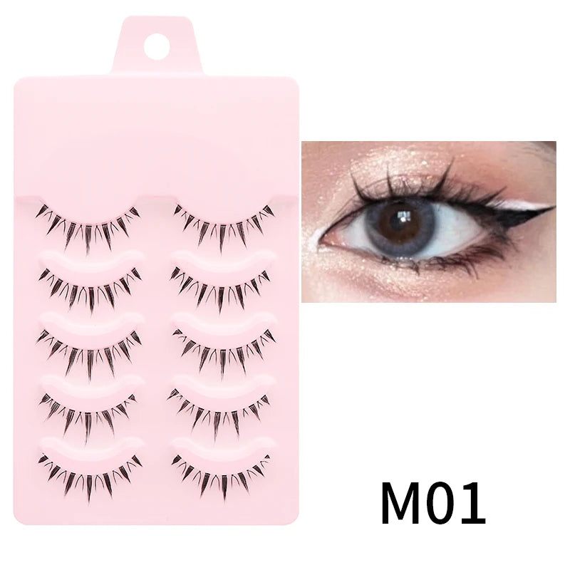 Wispy Manga Style Eyelashes Soft Natural Thick False Daily Eye Lashes Dating Makeup Eye Accessories 5 Pairs - 10pcs