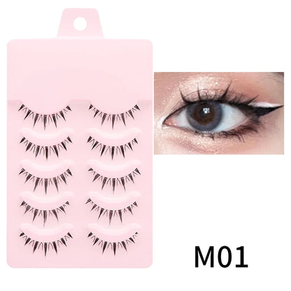 Wispy Manga Style Eyelashes Soft Natural Thick False Daily Eye Lashes Dating Makeup Eye Accessories 5 Pairs - 10pcs