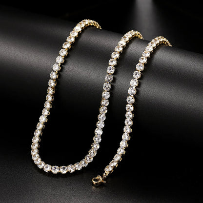 Luxurious Shiny Crystals Tennis Chain Choker Necklace for Women Jewelry Bling Iced Out Accessories