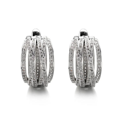 Luxury Crystal Weave Cross Hoop Earrings for Women Fashion Statement Trendy Jewelry Accessories