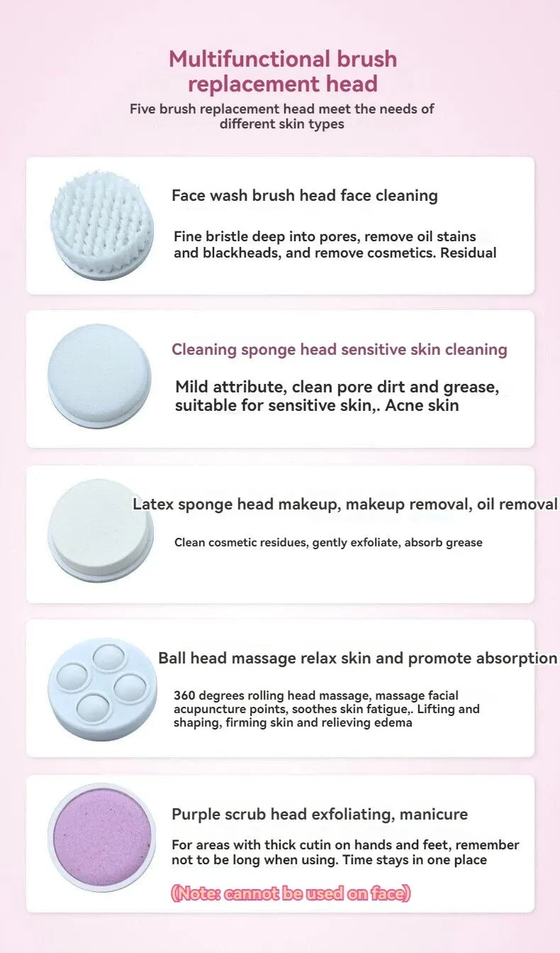 Multifunctional Electric 5 In 1 Facial Cleansing Brush Beauty Massager Deep Cleansing Massage Skin Gentle And Effective Skin Care