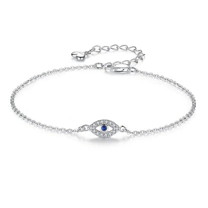 Lovely Crystal Lucky Evil Eye 925 Sterling Silver Bracelets for Women Blue Stone Adjustable Fine Jewelry Accessories