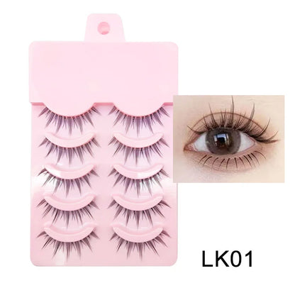 Wispy Manga Style Eyelashes Soft Natural Thick False Daily Eye Lashes Dating Makeup Eye Accessories 5 Pairs - 10pcs