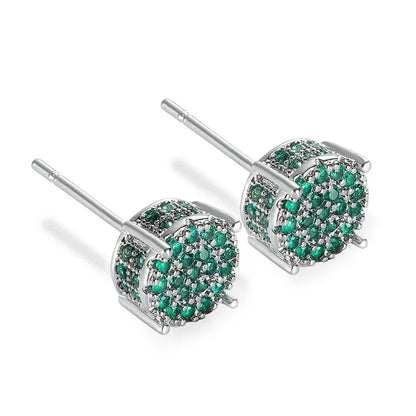Exquisite Austrian Crystal Round Stud Earrings for Women Fancy Fashion Jewelry Accessories