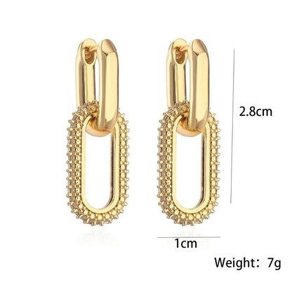 Modern Double Loop Design Shiny Crystal Hoop Stainless Steel Earrings for Women Beautiful Dangle Charm Jewelry Accessories