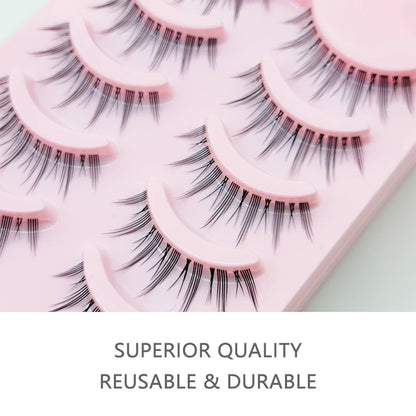 Wispy Manga Style Eyelashes Soft Natural Thick False Daily Eye Lashes Dating Makeup Eye Accessories 5 Pairs - 10pcs