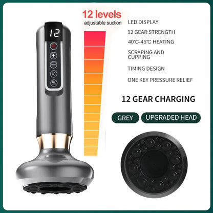 Intelligent Infrared Electric Heating Vacuum Cupping Massager Suction Cup Gua Sha Anti Cellulite Beauty Health Body Slimming Device