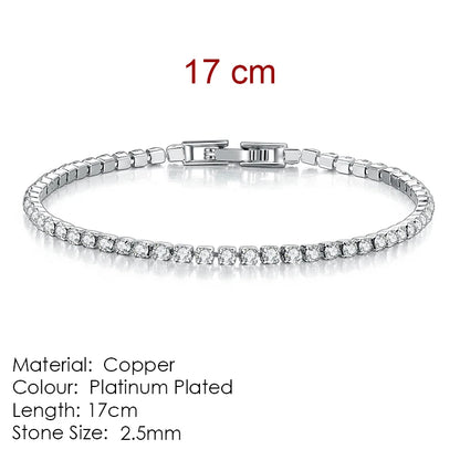 Modern Crystals Tennis Bracelets for Men Women Silver Color 2.5mm/3mm/4mm/5mm Zircon Fashion Jewelry